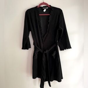 Black Women's Robe With Pockets